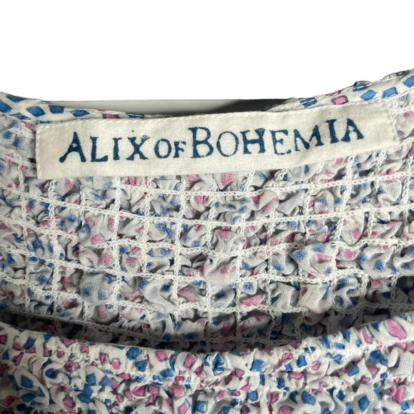 Alix of Bohemia Hadley Maroc Tile Smocked Dress Blue Multi - Picture 5 of 5